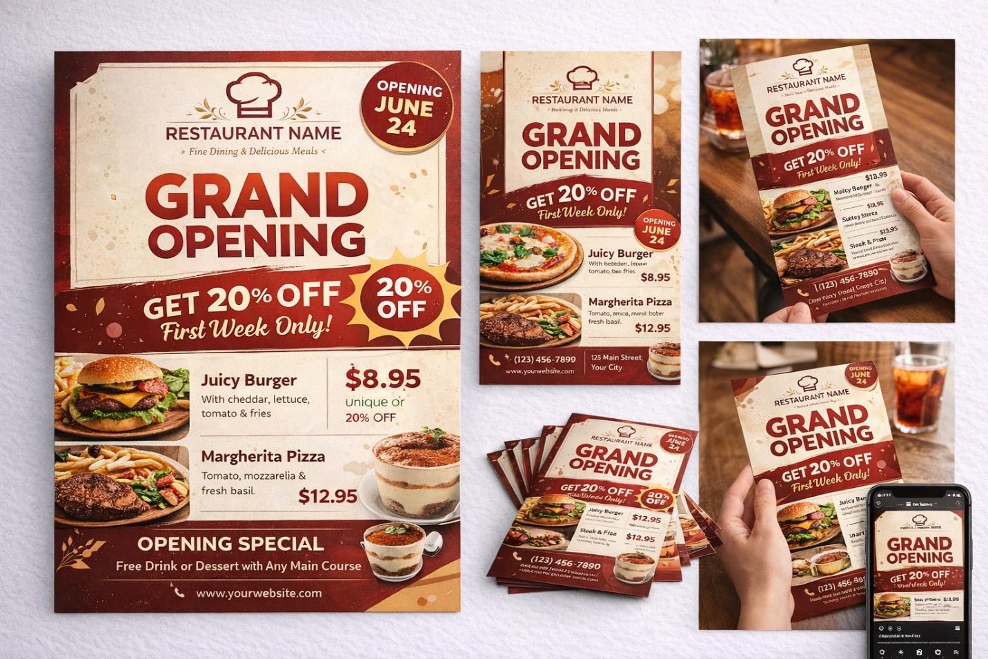 Restaurant Grand Opening – Promotional Flyer System — promotional flyer system by Lucky's Digitals