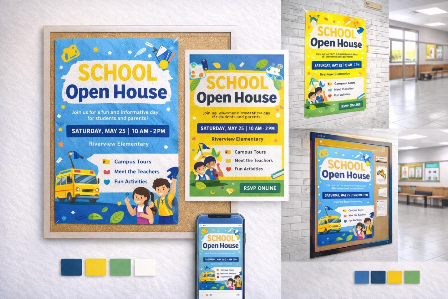 School Open House – Educational Poster Design — event poster design by Lucky's Digitals